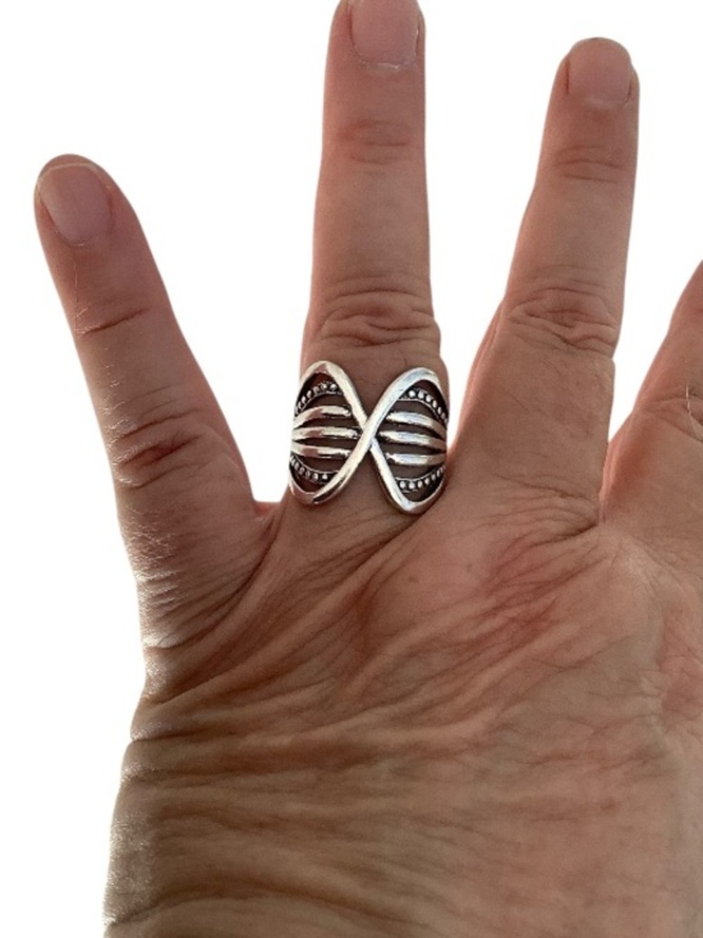 Silver tone Infinity statement Ring -